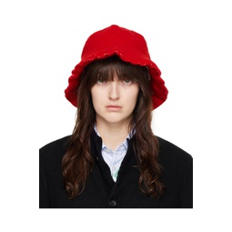 Red Wool Nylon Tweed Bucket Hat 232270F015004
