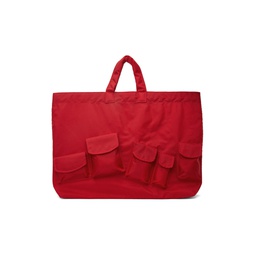 Red Flap Pockets Tote 232270F049002