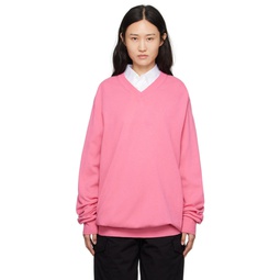 Pink V Neck Sweater 232270F100000