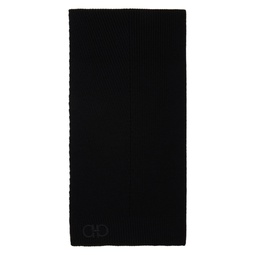 Black Embroidered Scarf 232270M150010