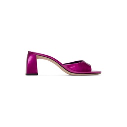 Pink Romy Metallic Patent Leather Heeled Sandals 232289F125030