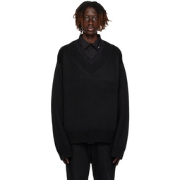 Black Layered Sweater 232299M206001