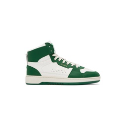 White   Green Dice Hi Sneakers 232307M236002