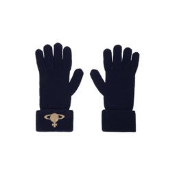 Navy Embroidered Orb Gloves 232314F012007