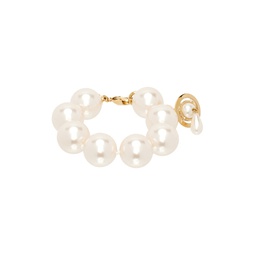 Gold   White Giant Pearl Drop Bracelet 232314F020005