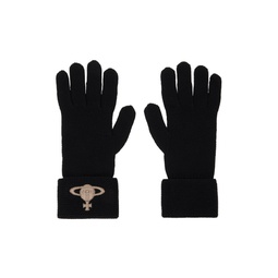 Black Embroidered Orb Gloves 232314M135004