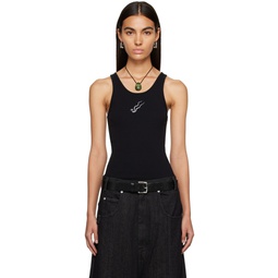 Black Embroidered Tank Top 232331F110000