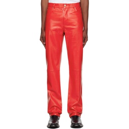Red Straight Leg Leather Pants 232331M189000