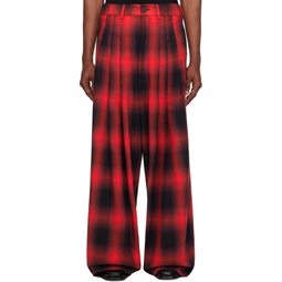 Red   Black Check Trousers 232331M191003