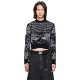 Black   Gray Shrunk Sweater 232331M201006