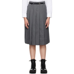 Gray Pleated Midi Skirt 232343F092001