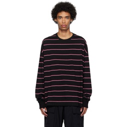 Black Striped Long Sleeve T Shirt 232343M213011