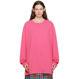 Pink Asymmetric Long Sleeve T Shirt 232347F110003
