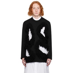 Black Fringe Sweater 232347M201002