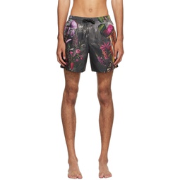Gray Printed Swim Shorts 232358M208002