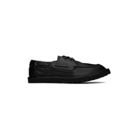 Black Leather Boat Shoes 232358M225000
