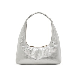 Silver Medium Crinkled Shoulder Bag 232369F048012