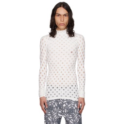 White Perforated Turtleneck 232370M205002
