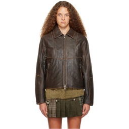 Brown Dreszen Leather Jacket 232375F064001