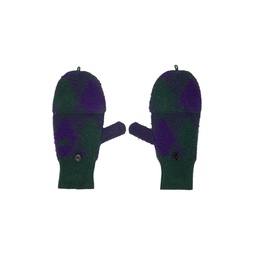 Green   Purple Argyle Wool Mittens 232376F012001