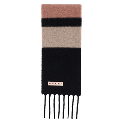 Black   Pink Striped Alpaca Scarf 232379F028025