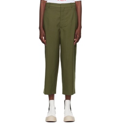 Green Cropped Trousers 232379F087001