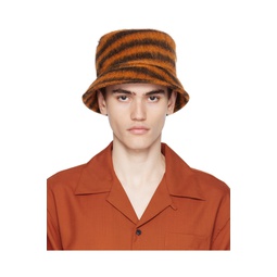 Black   Orange Striped Bucket Hat 232379M140008