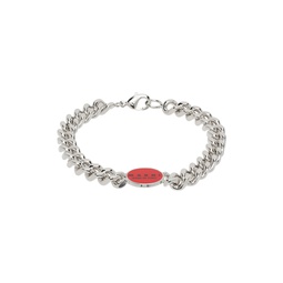 Silver   Red Logo Chain Bracelet 232379M142009