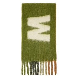 Green Striped Logo Scarf 232379M150001