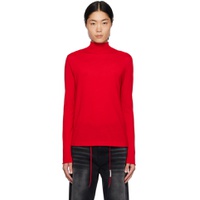 Red Embroidered Turtleneck 232379M205008