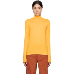 Yellow Embroidered Turtleneck 232379M205009