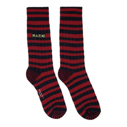 Black   Red Striped Socks 232379M220002