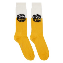 Yellow   White Logo Socks 232379M220023