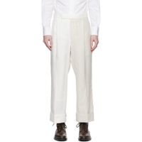 White   Beige Side Tab Trousers 232381M191016