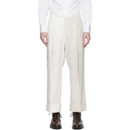 White   Beige Side Tab Trousers 232381M191016