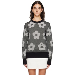 Black   White  Paris Flower Spot Sweater 232387F096000