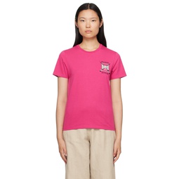 Pink College Fox T Shirt 232389F110049