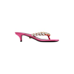 Pink Crystal Heeled Sandals 232404F125001