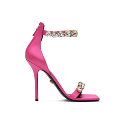Pink Crystal Heeled Sandals 232404F125003