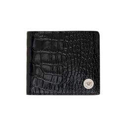 Black Croc Medusa Biggie Wallet 232404M164012