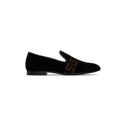 Black Embroidered Loafers 232404M231015