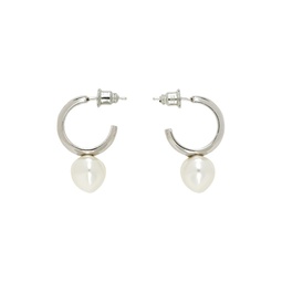 Silver   White Open Hoop Earrings 232405F022026