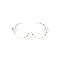 Gold Pearl   Roses Hoop Earrings 232413F022000