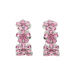 Silver   Pink Lily Hoop Earrings 232415F022010
