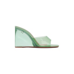 Green Lupita Glass Wedge Heeled Sandals 232415F125044
