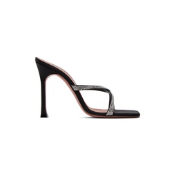 Black Adriana Crystal Slipper Heeled Sandals 232415F125057