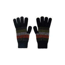 Black Jacquard Gloves 232422M135001