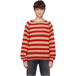 Red   Beige Striped Sweater 232422M201003