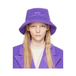 Purple Shag Knit Bucket Hat 232443F015001