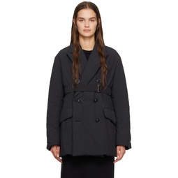 Black Double Breasted Coat 232445F063008